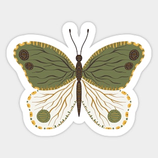 Green and ivory butterfly Sticker